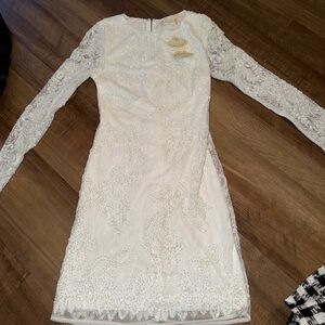 Altar'd State White Long Sleeve Lace Dress